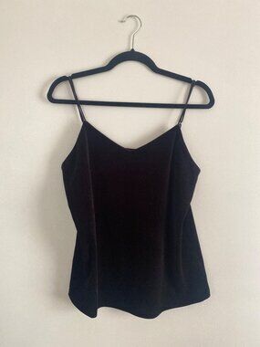 A New Day Black Velvet Spaghetti Strap Camisole Top Size M